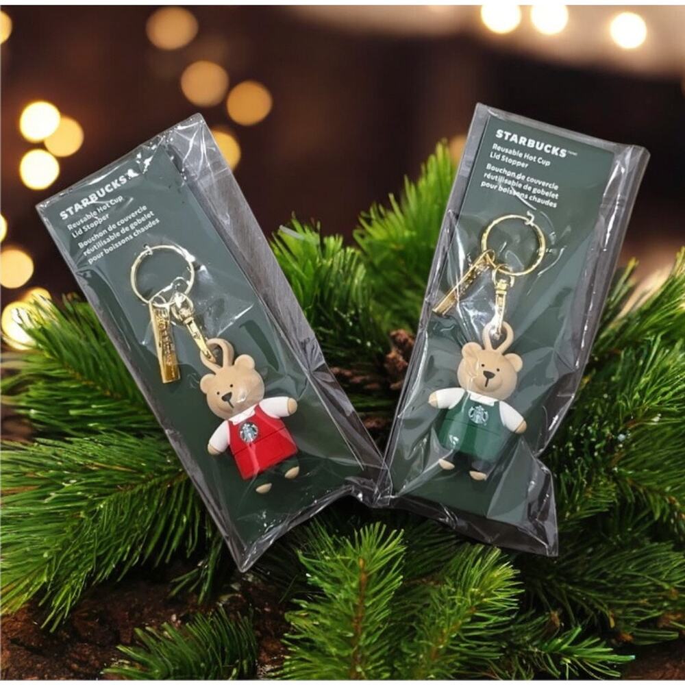 Starbucks Bear Keychain Set - Red and Green